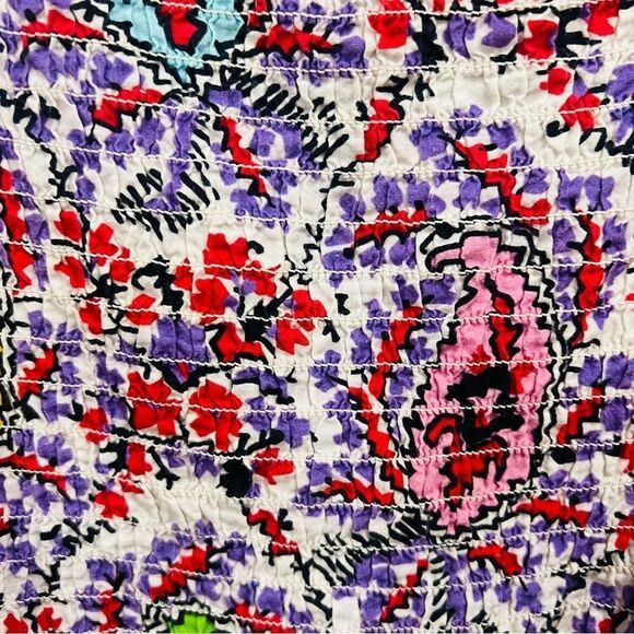 RHODE Purple long sleeve square neck smocked Alicia top size medium m - Picture 10 of 13